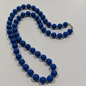 Blue round beaded necklace